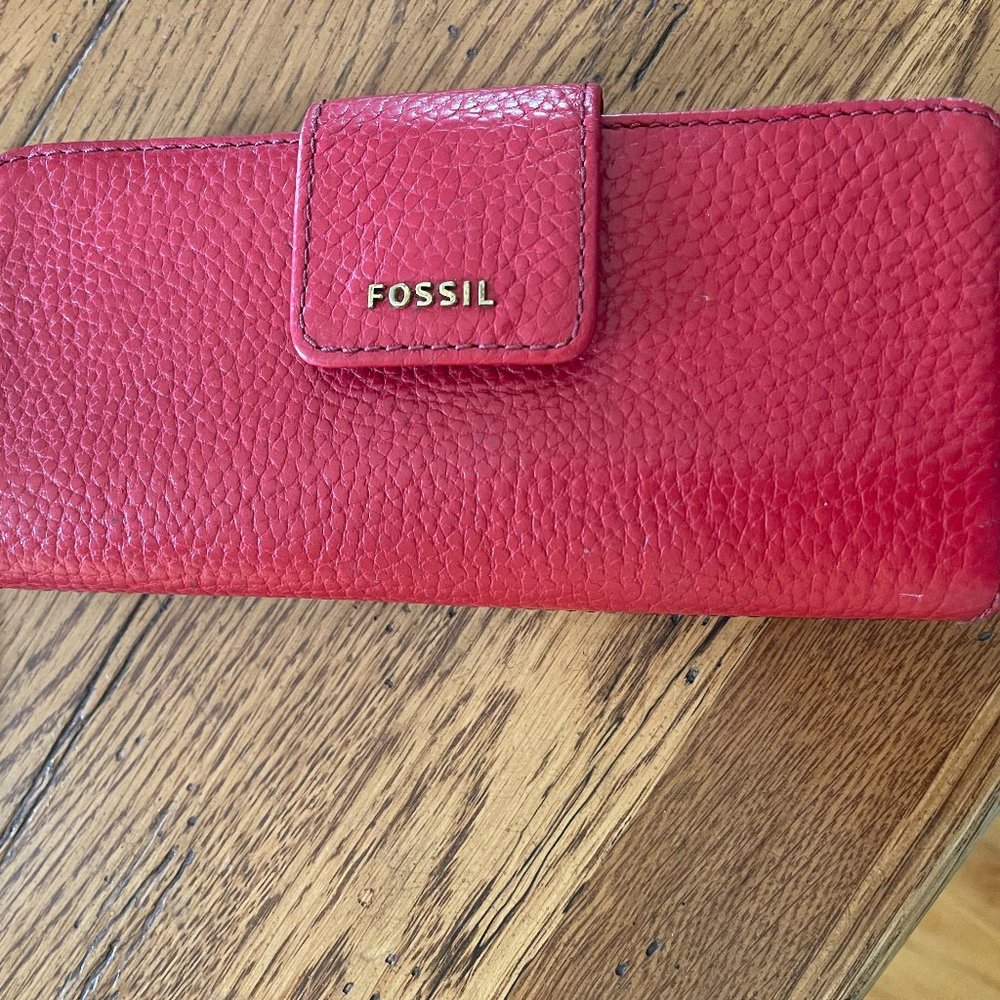 Fossil Red Leather Wallet/Clutch